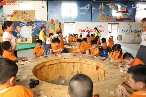 Các bé khối Simba trường mầm non Thăng Long tham quan trải nghiệm tại xưởng gỗ Creative Gara