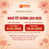 THÔNG BÁO NGHỈ TẾT DƯƠNG LỊCH 2026